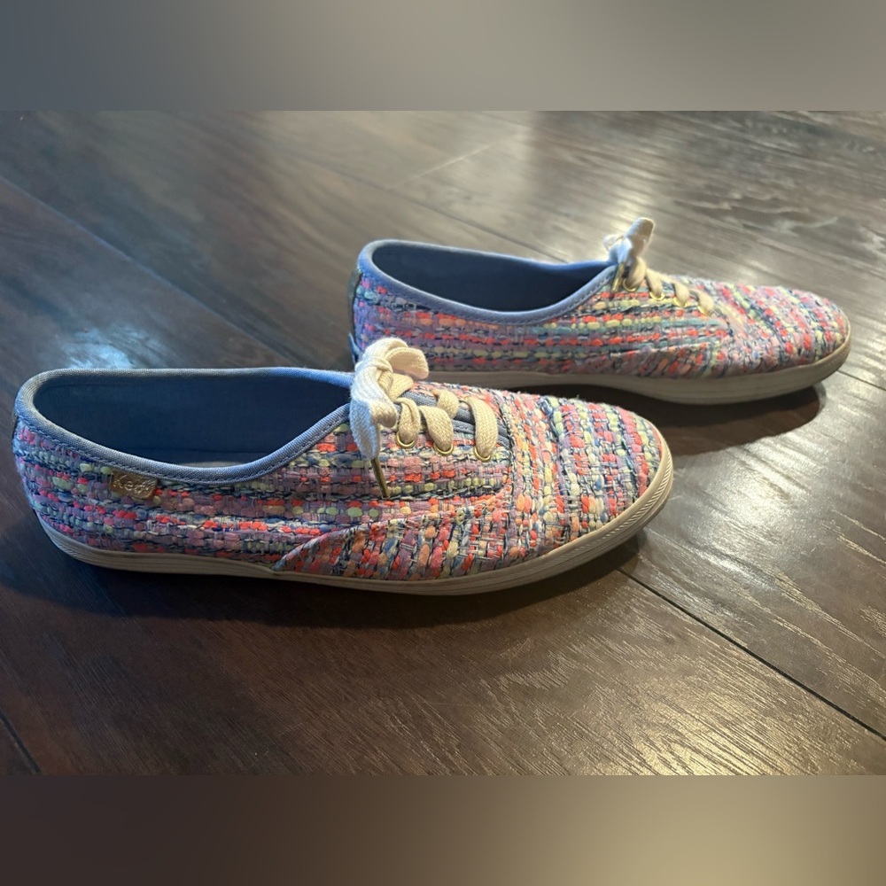 Keds x Oh Joy! Champion Woven Tweed Sneakers Women’s 7.5 | Multicolor Pink Blue - Picture 4 of 7